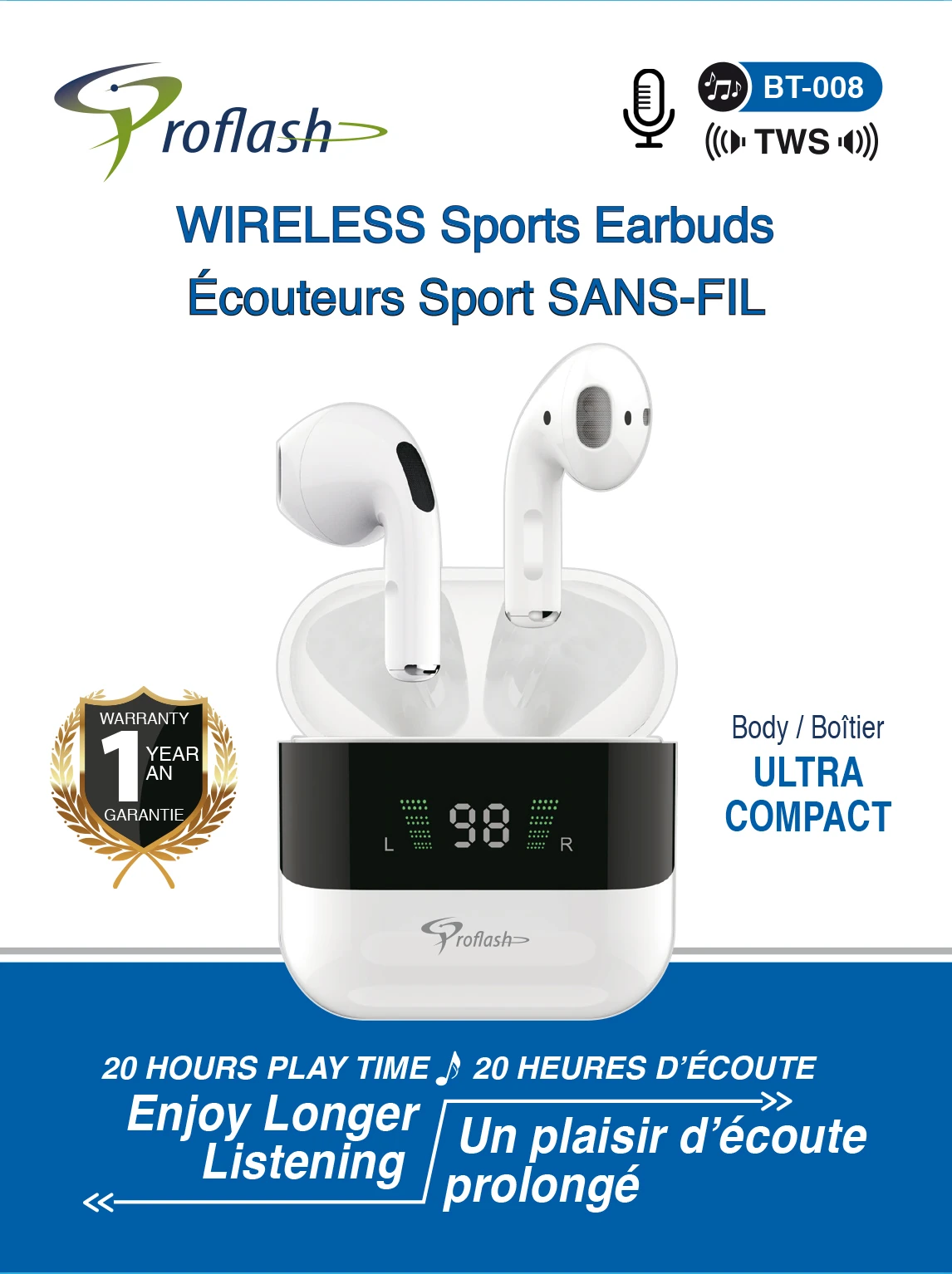 Wireless Earbuds With Battery Display, ANC | BT-008 image produit 4