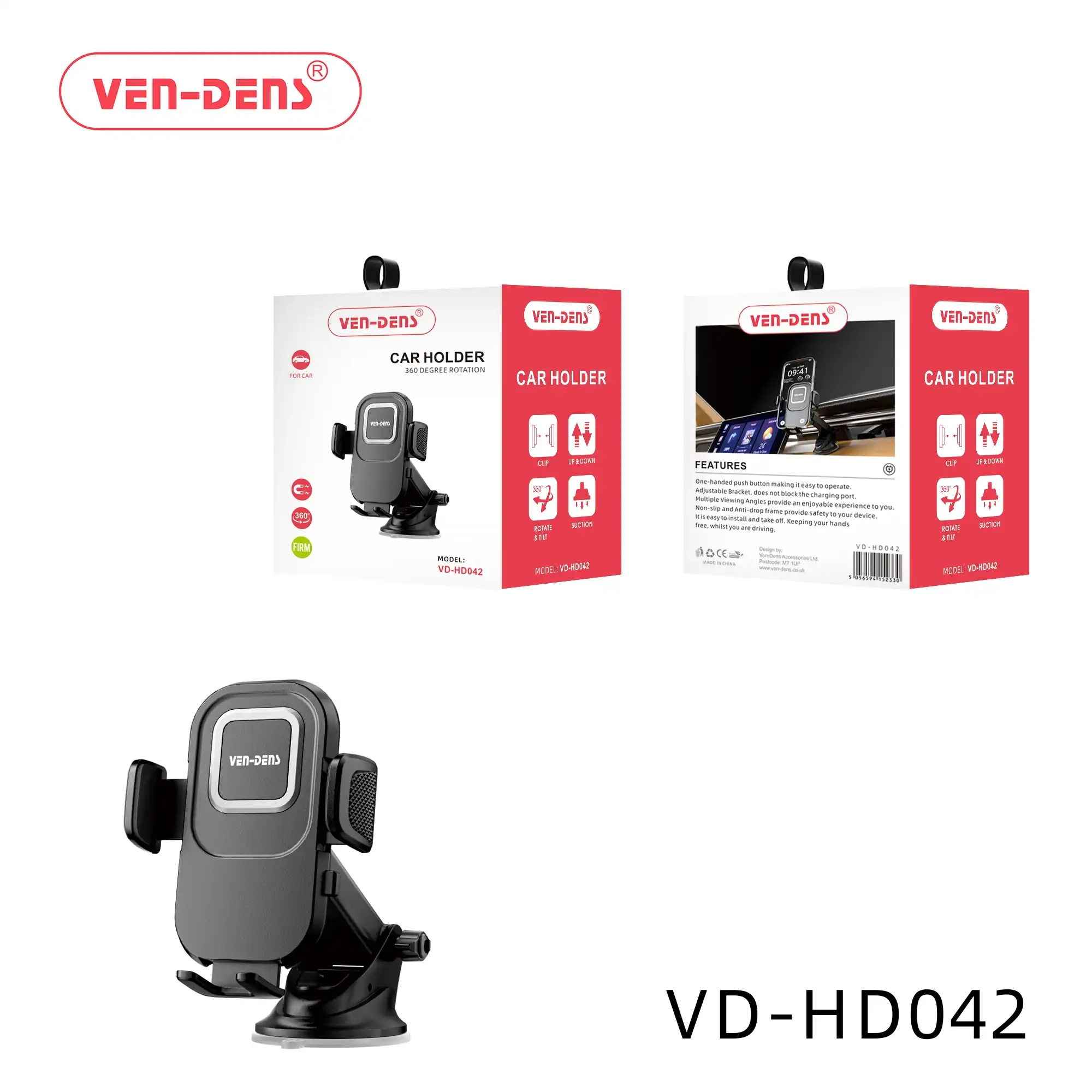 Car Holder with Suction Cup and Push Button | HD042 image produit 3