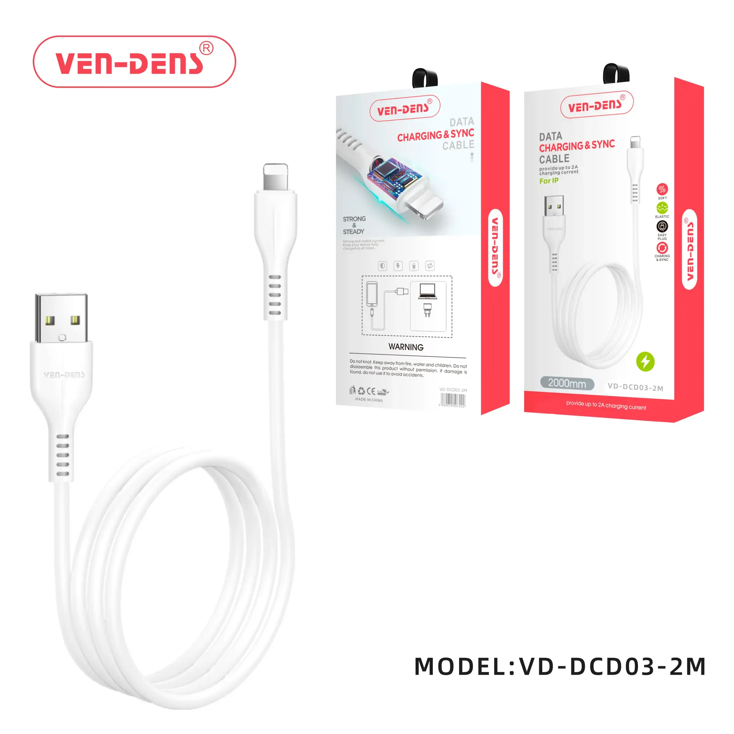 USB to Lightning Charging Cable White (6.5ft/2m) | VD-DCD02-2M image produit 2