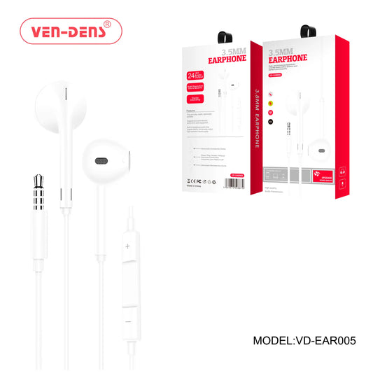Wired 3.5mm  Earphones With Microphone & Volume Control (EAR005)