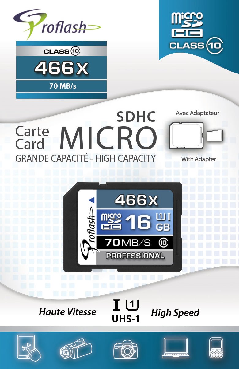 Memory Card Micro - SDHC 16GB Class 10 UHS - I With Adapter - FlashTech InnovationMemory Card