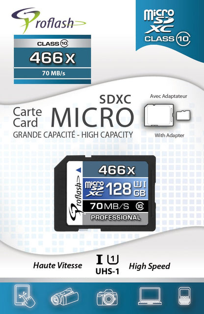 Memory Card Micro - SDXC 128GB Class 10 UHS - I With Adapter - FlashTech InnovationMemory Card